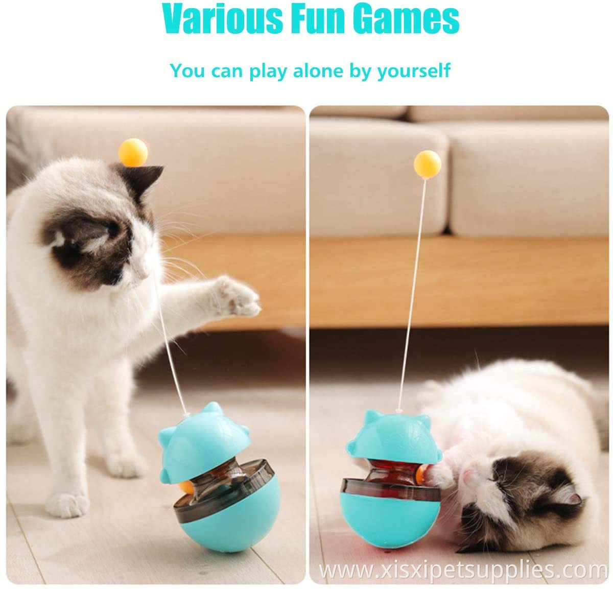 ABS interactive pet toy Cat Tumbler Treat Slow Feeder Ball Toy